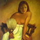 a girl with a fan - Paul Gauguin